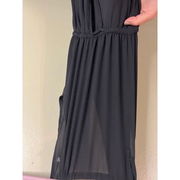 Lulus Essence of Style Black Maxi flowing skirt side slit Dress, size XS - Image 5