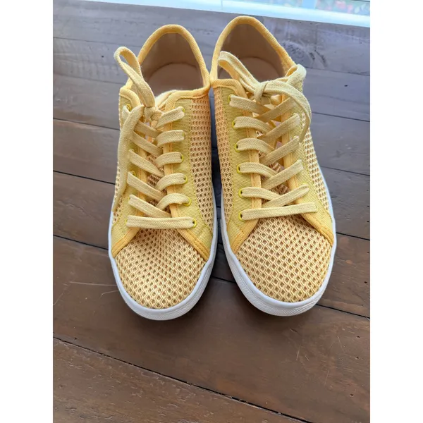 Soludos Ibiza Mesh Knit Lace Up Sneaker Yellow Size 8 - Image 2