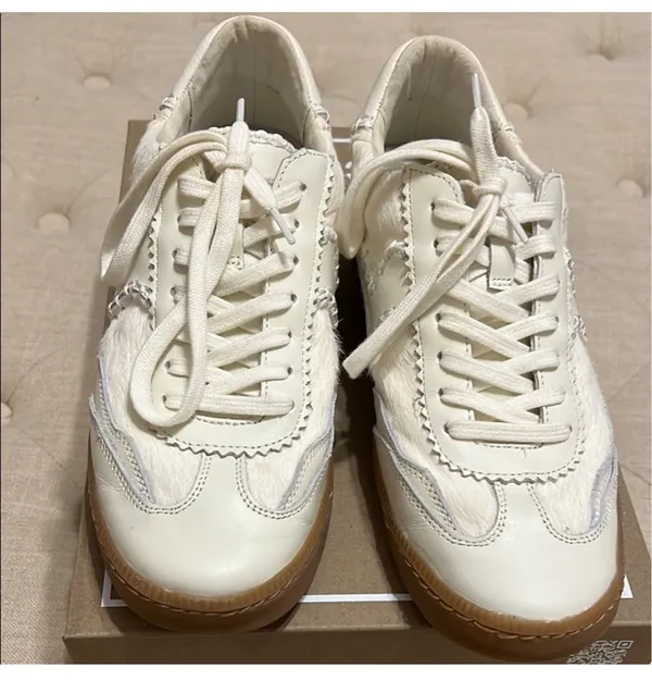 DV by Dolce Vita Notice Stitch- Ivory Calf Hair Sneaker-Size 9 - Image 12