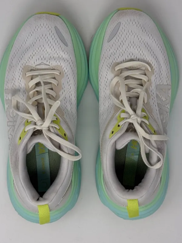Hoka One One Bondi 8 Running Shoe Women's 6B Blanc de Blanc Sunlit Ocean Walking - Image 12
