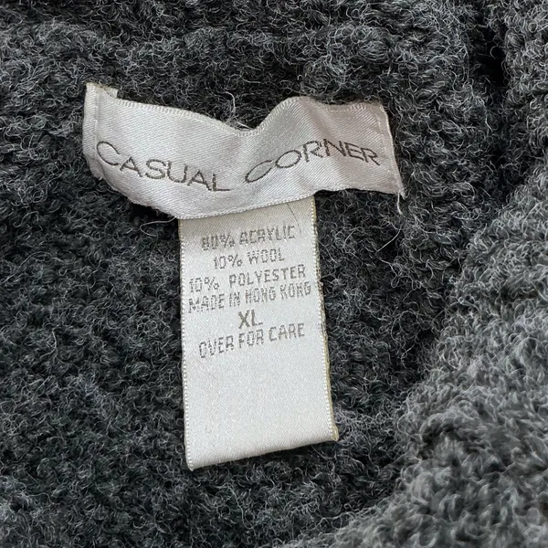 Casual Corner Vintage Nordic Fair Isle Wool Blend Mock Neck Sweater Gray XL - Image 4