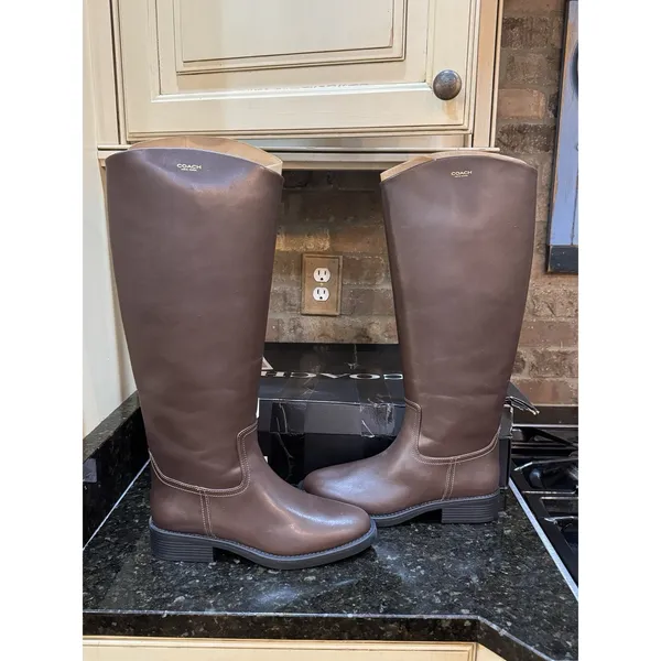 COACH  Park Tall Brown Leather Boot Size 8 Maple - Image 2