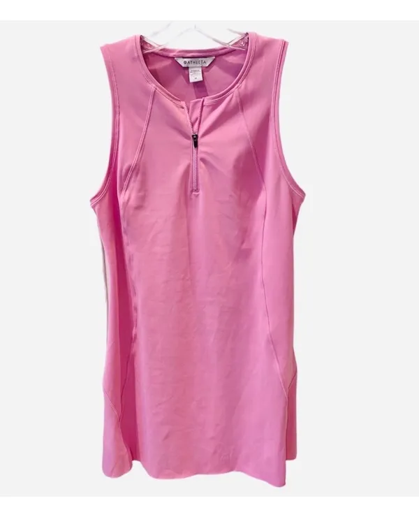 Athleta Ace Pink Tennis Dress 1/4 Zip Athletic Sleeveless Preppy Sporty M - Image 5