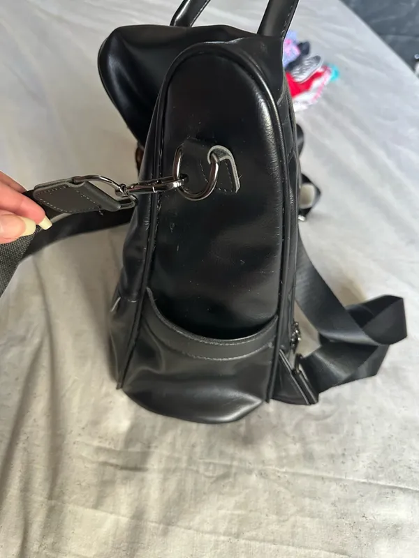 Black faux Leather Backpack - Unbranded - Image 2