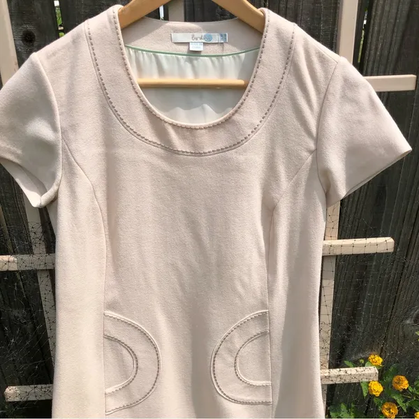 Boden Cream A-line short sleeve 100% wool dress 4R - Image 2