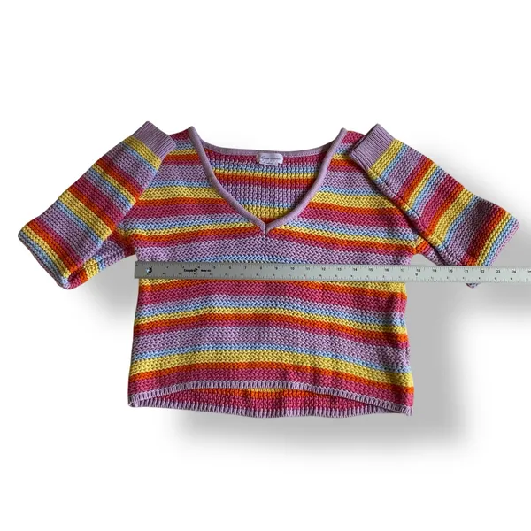 Revolve Lovers + Friends Camino Cropped Sweater in Bright Rainbow Pastel Size‎ S - Image 3