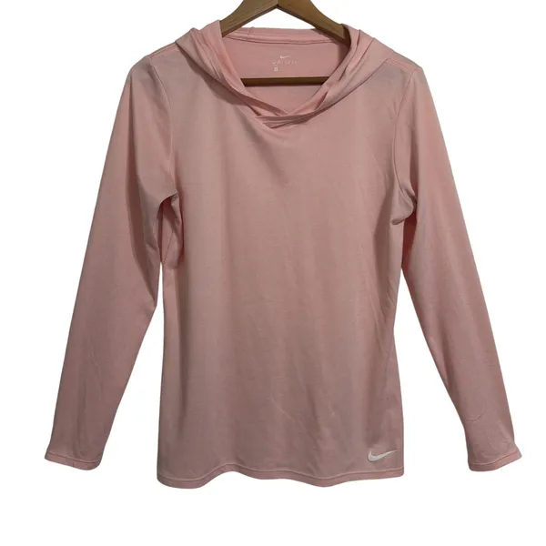 Nike Dri-FIT Womens Medium Pink Long Sleeve Pullover Hoodie Activewear Shirt‎ - Image 6