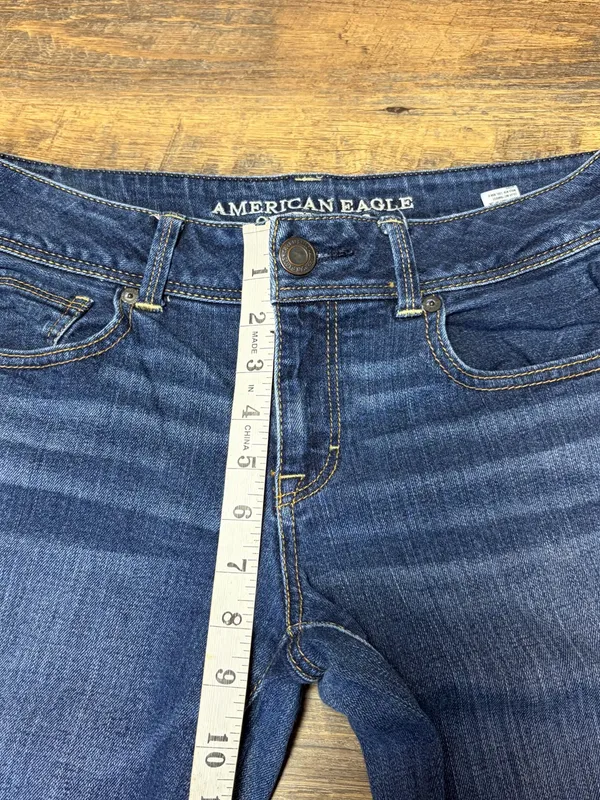 2013 American Eagle Kick Boot Stretch Low Rise Jeans Womens 10 Blue Y2k Flare - Image 5
