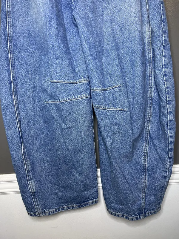 We The Free Wide Leg Jeans Womens 31 Light Wash Blue High Rise Seamed Denim - Image 6