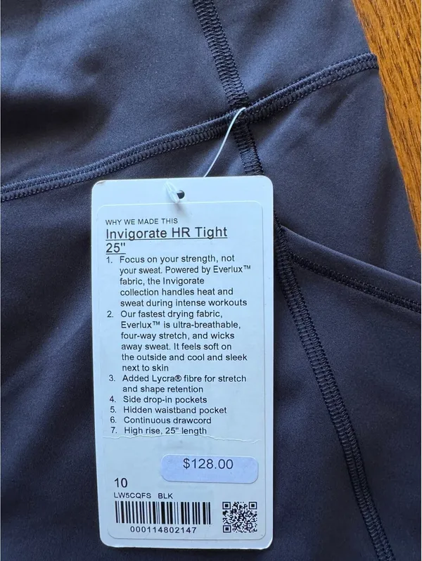 Lululemon Invigorate With Pockets High Rise 25” Black Size 10 NWT - Image 4