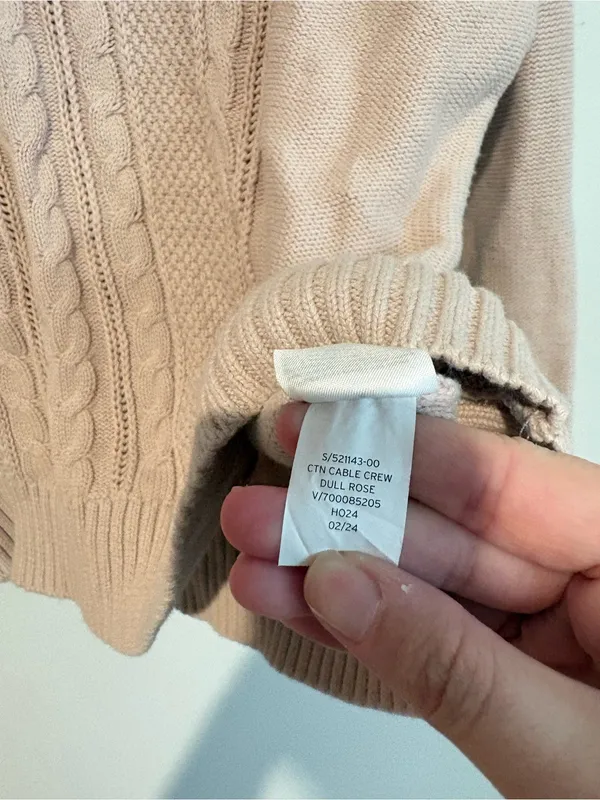 Gap cotton cable knit sweater blush pink XL - Image 6