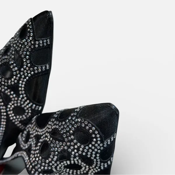 Chic Black Embellished Women's Flats Size 8 - Image 6