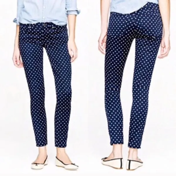 J Crew Toothpick Ankle Skinny Polka Dot Jeans Sz 25 - Image 2
