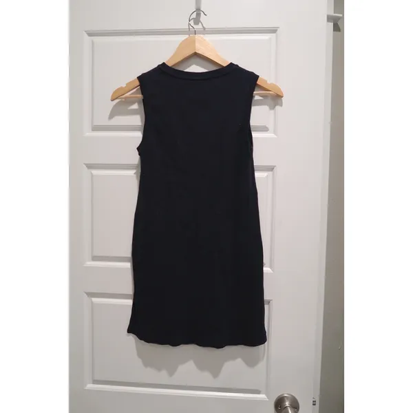 Uniqlo‎ Navy Blue Ribbed Sleeveless 100% Cotton Tank Top Side Slit XS - Image 2