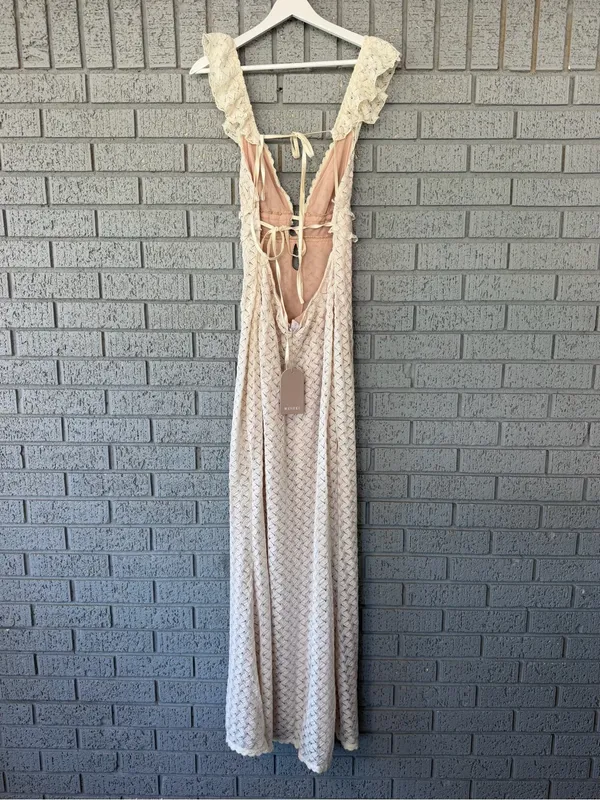 NWT Meshki Ezra Knit Maxi Dress Cutout Bodycon Dress Size XL Ivory - Image 7