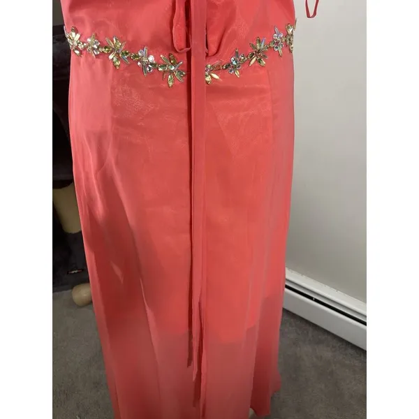 May Queen Couture 10 Pink Strappy Rhinestone‎ Accent Maxi Chiffon Formal Dress - Image 5