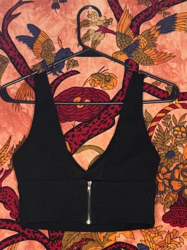 Black Plunge Neck Akira Crop Top - Image 2