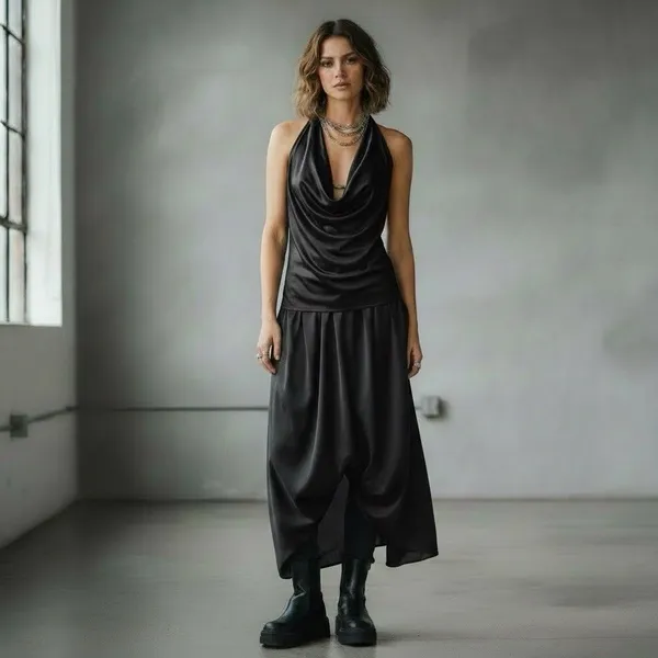 Indie Sleaze Fairy Grunge Y2K Slinky Satin Halter Cowl Tunic Top VS Very Sexy M - Image 8