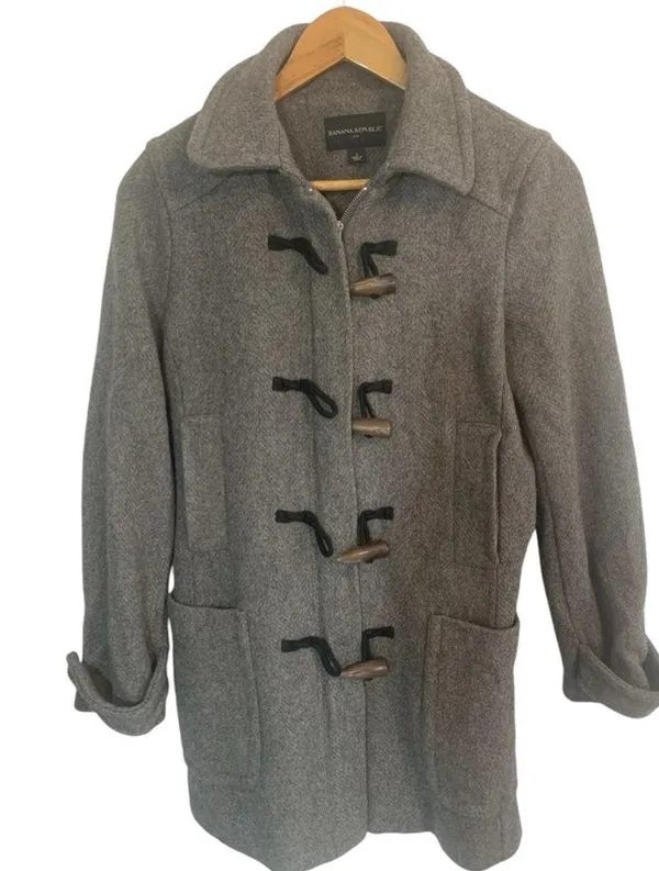 Banana Republic Wool Coat Ladies Sz Small Grey 2010 - Image 2