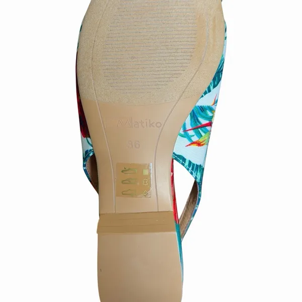 Matiko Tropical Hawaiian Floral Pointed Toe Slingback Flats 36 NIB - Image 8