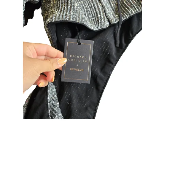 Michael Costello x Revolve Jeanne Mini Dress in Silver Size: XS NEW‎ - Image 7