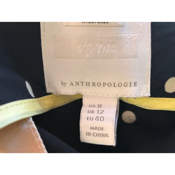 Anthropologie Ett Twa Wide Leg Pants 8 Black Polka Dot Floral Retro Boho - Image 10