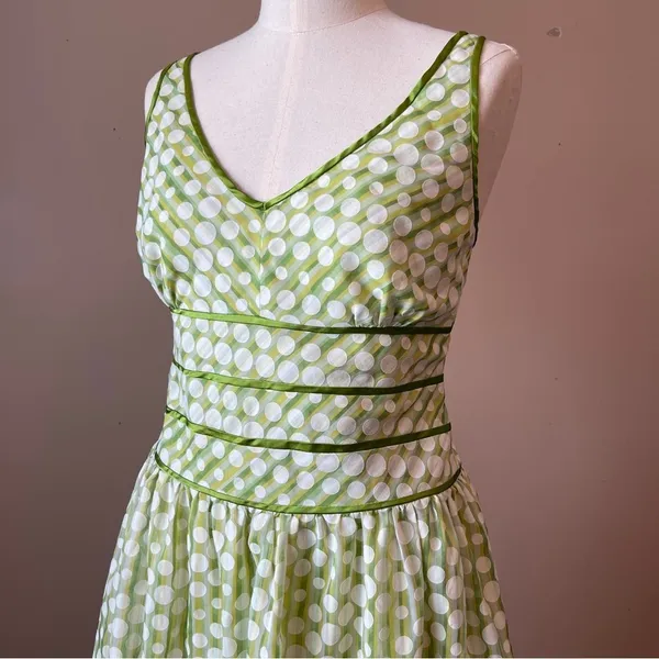 CATO | Green Polka Dot Midi Dress Sz 14 - Image 4