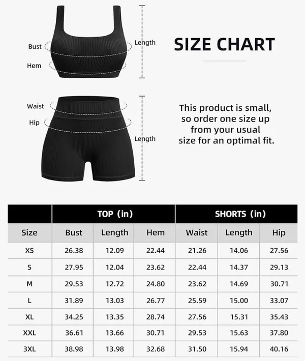 Workout Set for Women 2 Piece Ribbed Seamless High Waist Crop Top & Shorts - Image 4