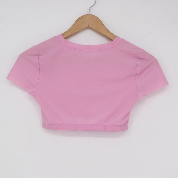 Aerie Smoothez Pink Short Sleeve Crop Top Small Activewear Crew Neck - Image 5