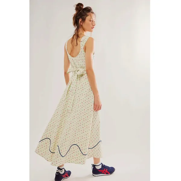 Free People Dainty Western Prairie Sweet Hearts Midi Dress in Ivory Combo Medium - Image 3