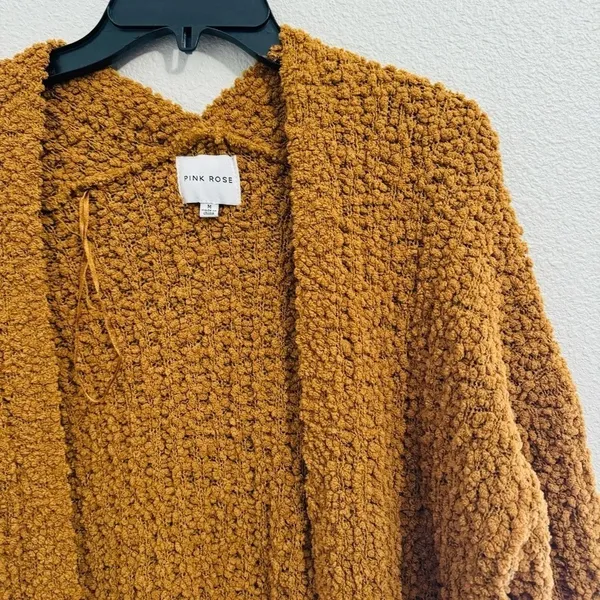 Pink Rose Rusty Orange Sherpa Soft Open Cardigan Size Medium‎ - Image 4