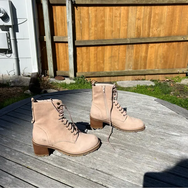Seychelles Lace‎ Up Irresistible Leather Combat Boot Pink Nubuck 10 - Image 5