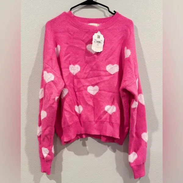 Alter’d State Pink Heart Sweater Size L NWT Cozy Valentine Cottagecore Knit - Image 2