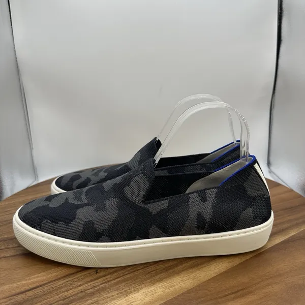 Rothy's The Original Slip On Sneakers Low‎ Top Black Gray Camo Women's 9.5 - Image 3
