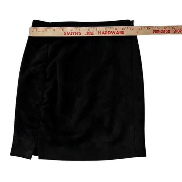 Free People Mini Skirt Black Faux Suede Leather Ruched Size 0 Short - Image 4