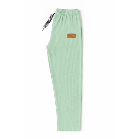 Summer Lounge Pants XS‎ – Cool Touch Ribbed Mint Green Elastic Waist Loungewear - Image 5