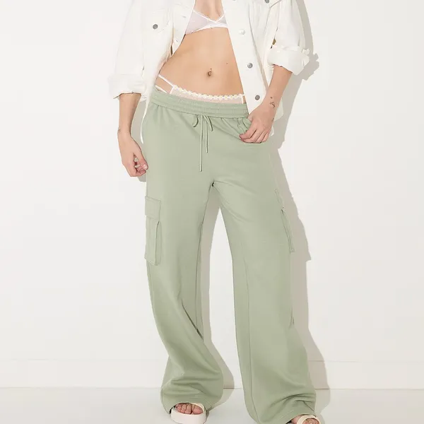 PINK New Long‎ IVY FLEECE WIDE-LEG CARGO SWEATPANTS long - Image 2