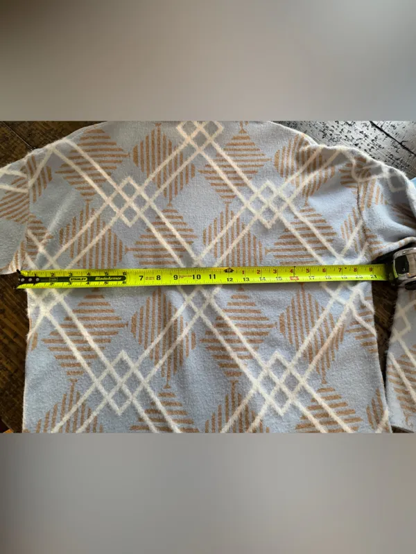 Rachel Zoe Blue & Tan Diamond Pattern Mock Neck Sweater Large - Image 12