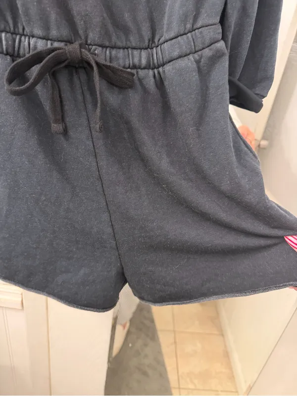 aerie Black Long-Sleeve Drawstring Waist Jumpsuit - Image 3