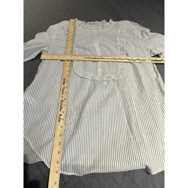 Loft Women's M pinstripe ruffle-neck shirt NWT - Image 3