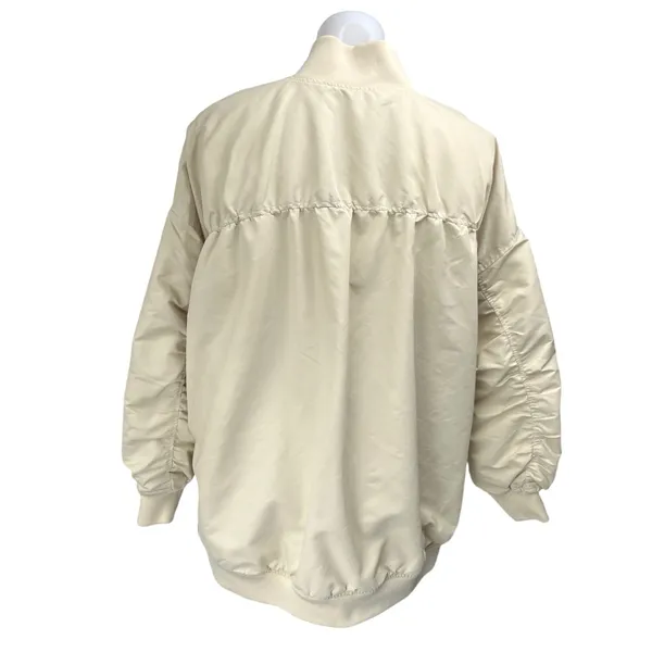 Zara Women's White Oversized Long Sleeve Pockets Full Zip Bomber Coat Jacket L - Image 4