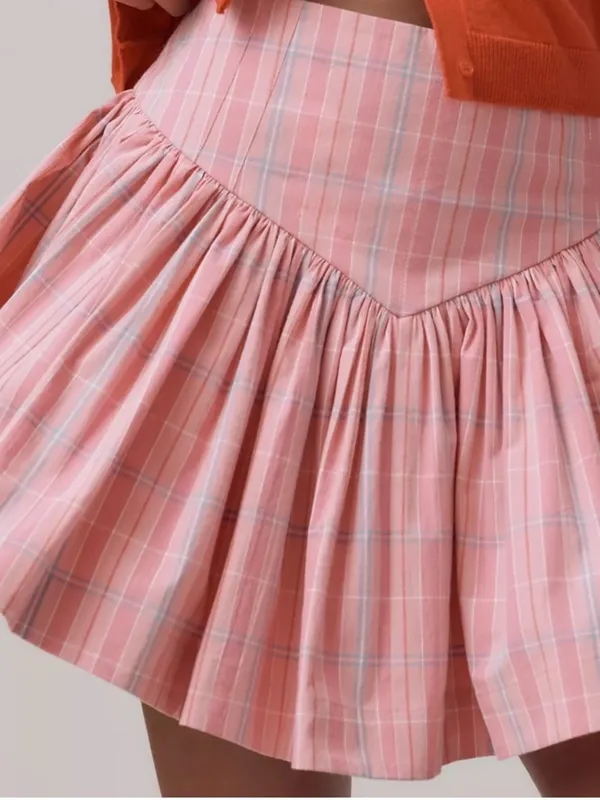 Maeve X-Large Skirt Anthropologie Basque Waist Flirty Mini Pink Combo plaid NWT - Image 8