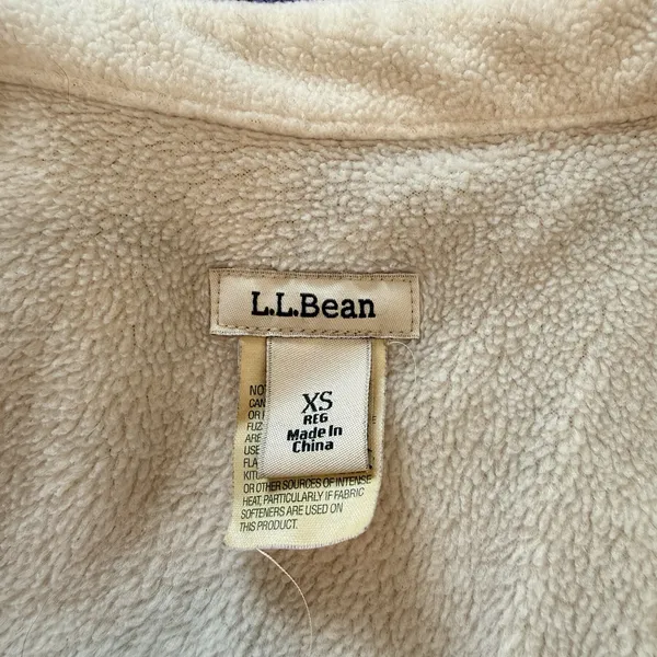 LL Bean Blue Plaid Fleece Lined Flannel Button Up Shirt Jacket Shacket Size XS - Image 9