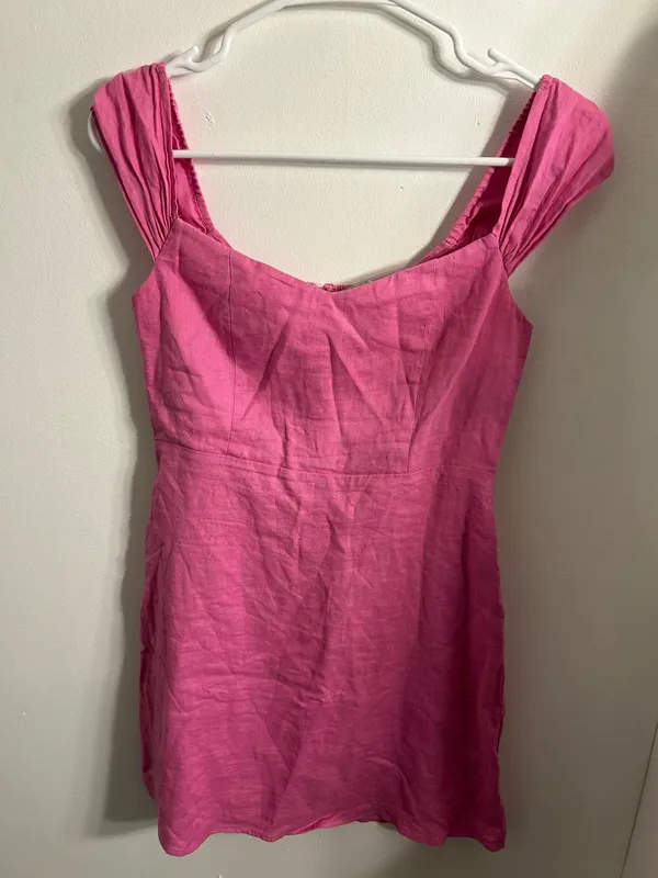 Mango Pink Linen Dress - Image 5