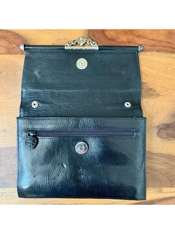 Brighton Black Leather Clutch Handbag - Image 4