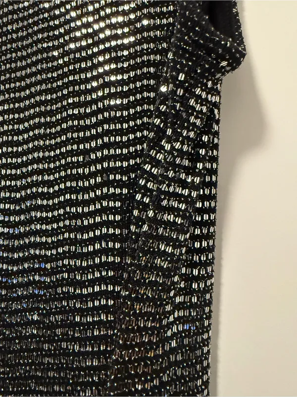 Black Sequin Bodice Evening Capri Jumpsuit with Waist Tie - Image 5