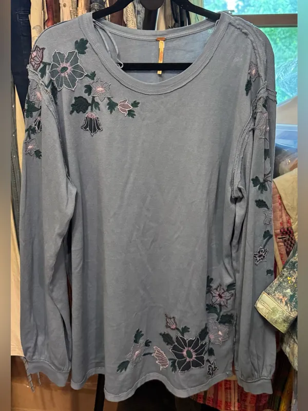 NWOT Free People Violet Vines Long Sleeve - storm combo blue - Large - Image 8