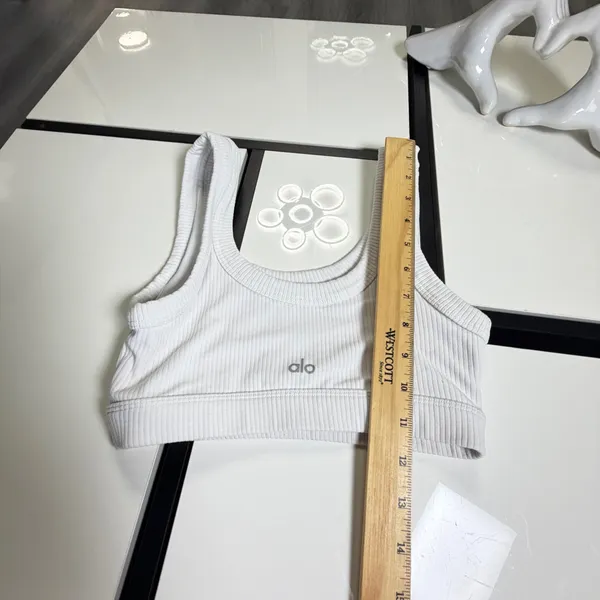 🤍 Alo Yoga Ribbed Wellness Bra - White | Size XS - Image 9