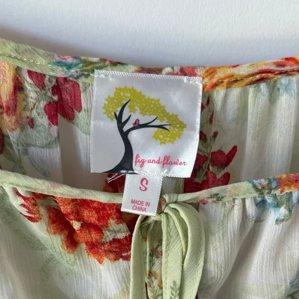 Anthropologie Fig and Flower Women's Boho Floral Print Tiered Maxi‎ Dress Sz S - Image 10