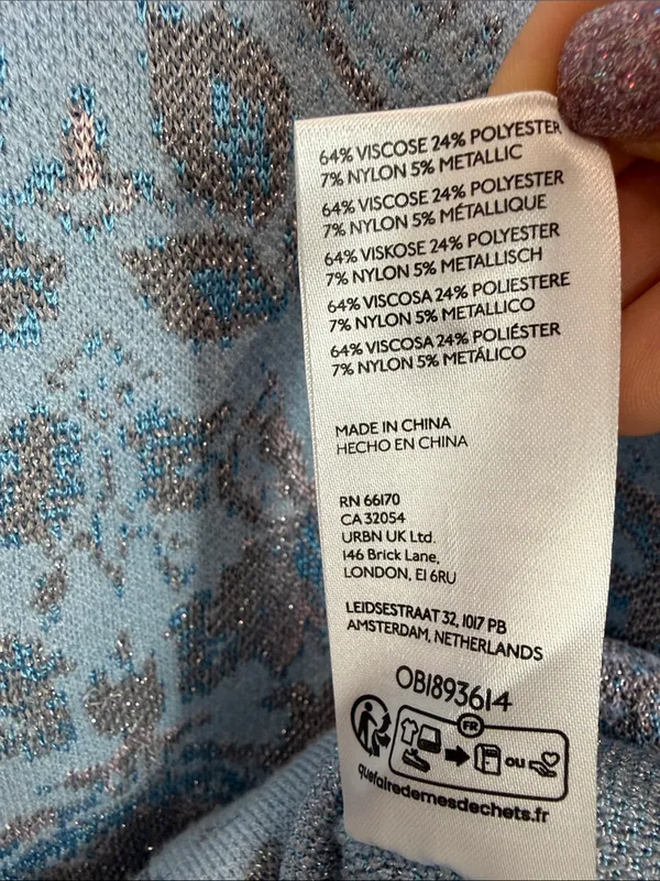 By Anthropologie blue paisley metallic Beatriz mock neck sweater size medium - Image 5